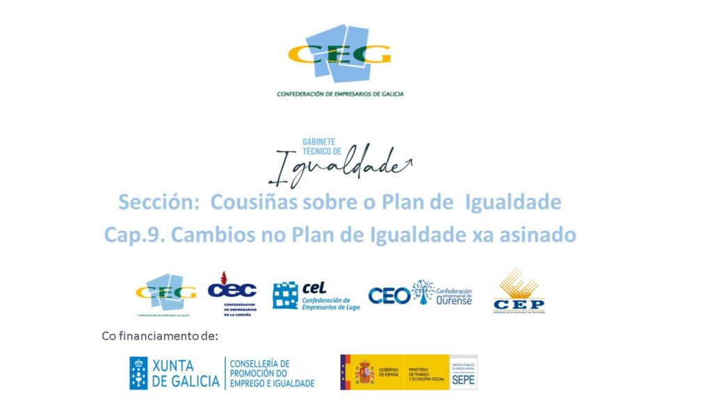 Sección:  Cousiñas sobre o Plan de  Igualdade.  Cap.9. Cambios no Plan de Igualdade xa asinado.