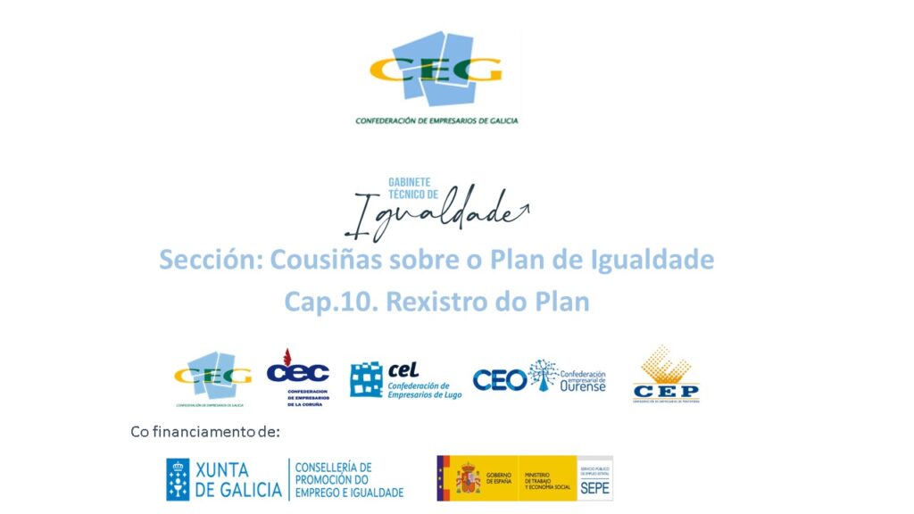 Sección: Cousiñas sobre o Plan de Igualdade. Cap.10. Rexistro do Plan.